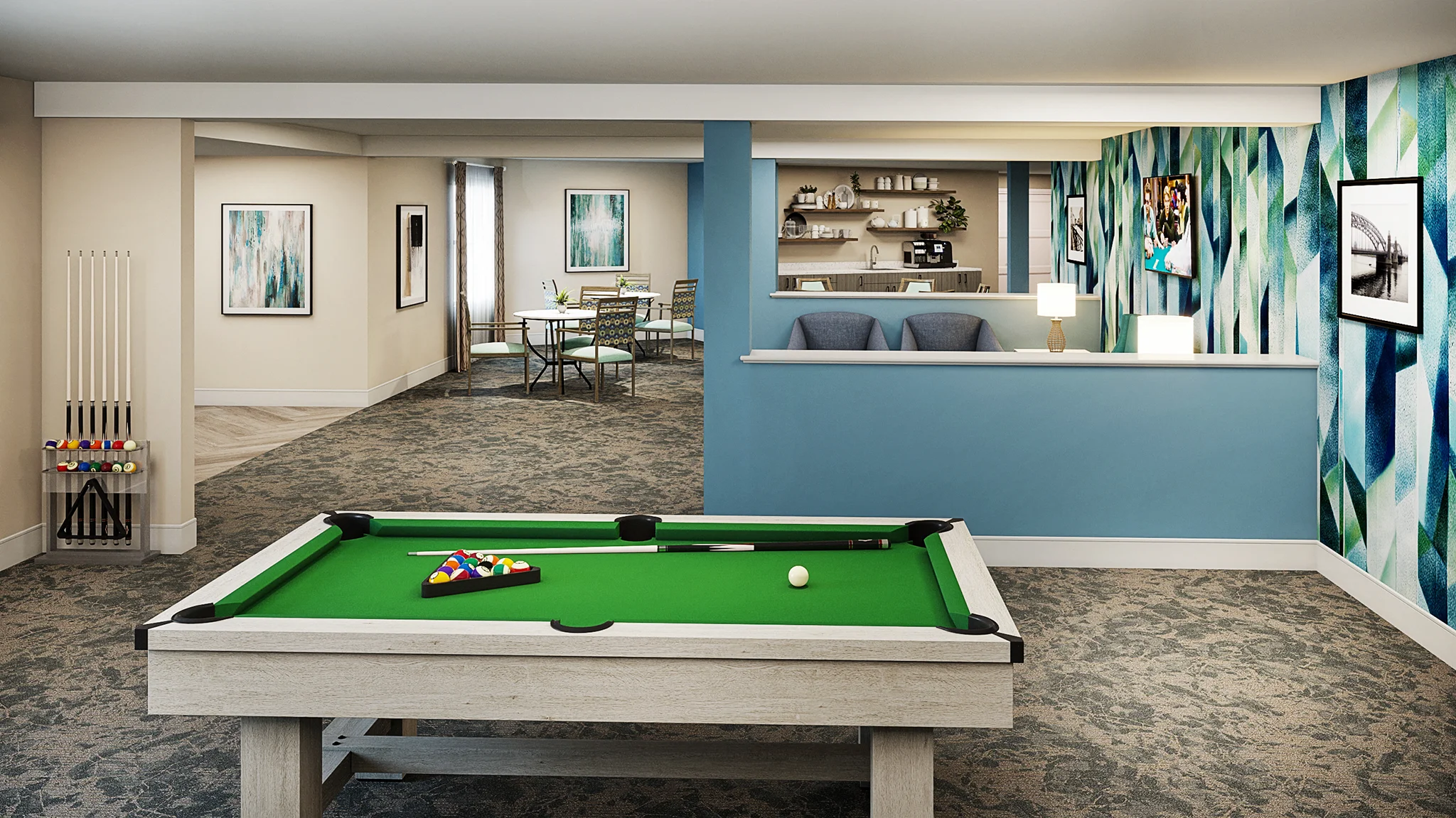 The Village interior game room