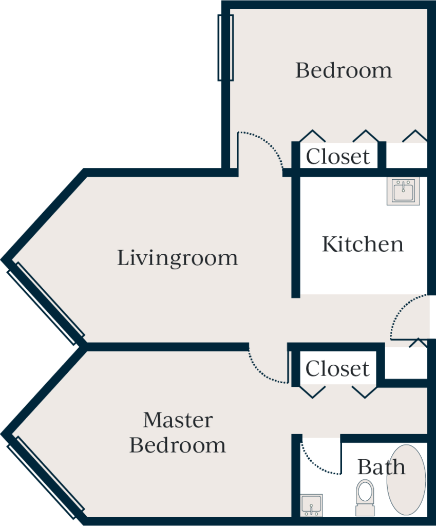 2 bedroom floor plan at The Village